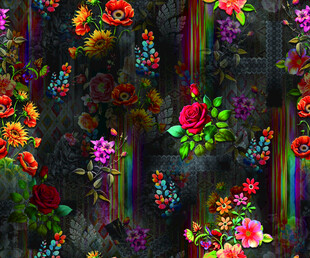 多彩花卉图案背景纹理