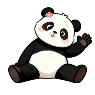 可爱熊猫挥手打招呼
