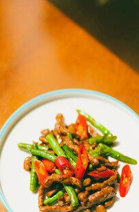 青椒肉丝炒豆角