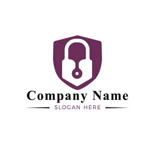 紫色锁形企业标志设计