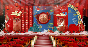 中式喜庆舞台场景布置