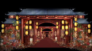 古建夜景灯笼装点热闹非凡