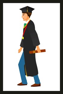 毕业学子手持文凭前行