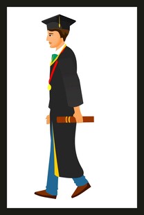 毕业学士持文凭前行