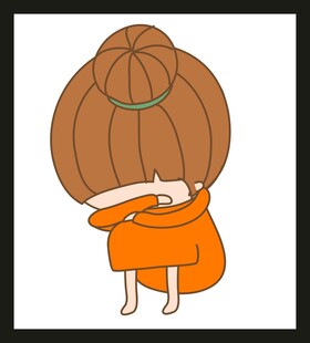 抱膝小女孩卡通形象