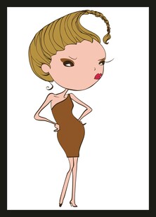 时尚卡通女郎优雅姿态