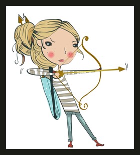 金发女孩拉弓射箭
