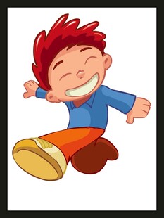 快乐奔跑的红发小男孩