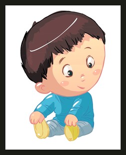 坐着的可爱小男孩