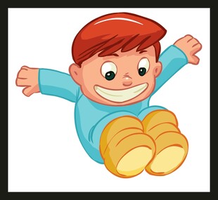 快乐男孩张开双臂跳跃