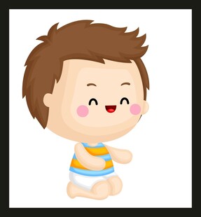 可爱小男孩坐着玩耍