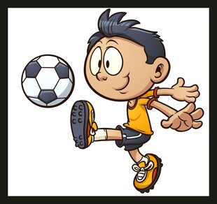 男孩踢足球瞬间