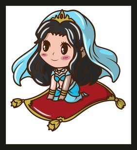 卡通版阿拉伯公主坐飞毯