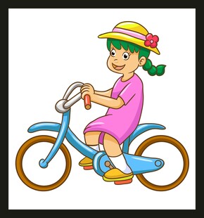 女孩快乐骑行