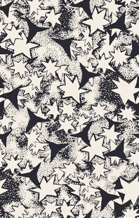 大牌黑白花卉星星图案