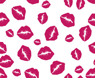 粉色唇印无缝图案背景