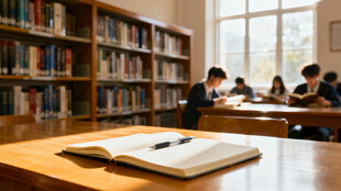 图书馆内专注学习的场景图片