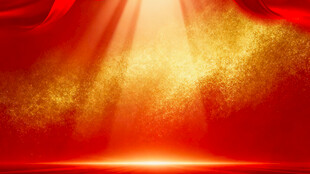 金色光芒下的红色幕布图片