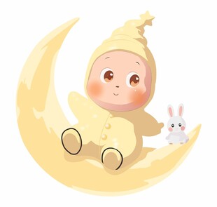 坐在月亮上的男孩矢量图