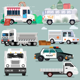 多样卡车插画集合