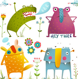 可爱卡通动物插画