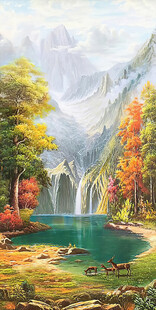 山间秀丽瀑布风景图