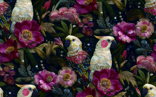 花鸟图案白鸟繁花交织