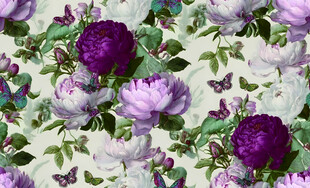 花卉蝴蝶图案背景布料