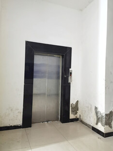 老旧电梯间墙面破损场景