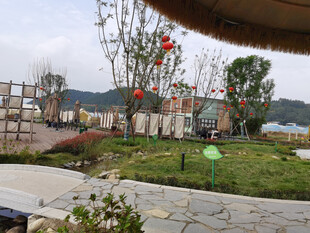 湖畔中式庭院景观一角