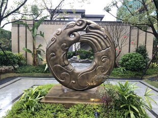 中式园林青铜环形雕塑