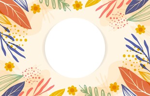 花卉环绕的圆形空白背景