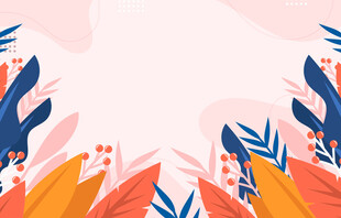 多彩植物边框插画背景