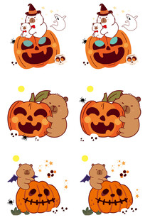 万圣节可爱南瓜与幽灵图案