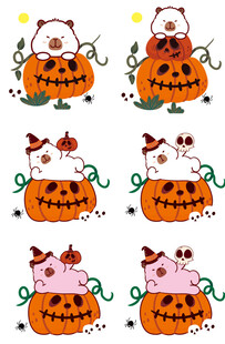 卡皮巴拉坐南瓜车图案