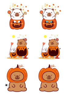 可爱动物南瓜主题插画
