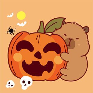 小熊依偎南瓜过万圣节