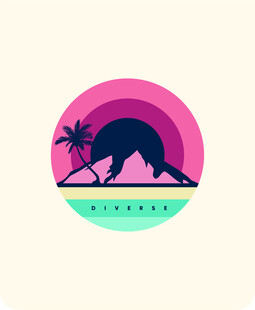 日落海滩瑜伽标志设计