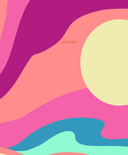 梦幻渐变日落海浪风景图