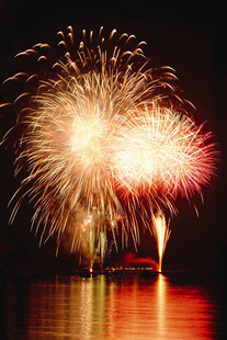 夜空中绚烂绽放的烟花