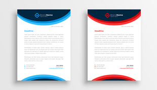 红蓝双色商务信纸模板