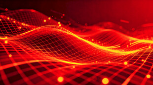 红色科技动感光波背景图