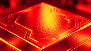 红色金属质感芯片图案