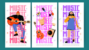 复古风格音乐主题插画