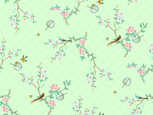 清新花卉小鸟图案背景