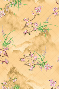 古风花卉山水纹理图案