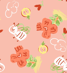 粉色背景可爱卡通图案