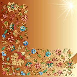 橙色背景花卉装饰图案