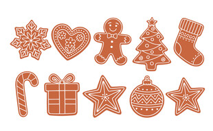 圣诞装饰饼干与礼品图案