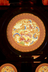 中式精美圆形彩绘天花板